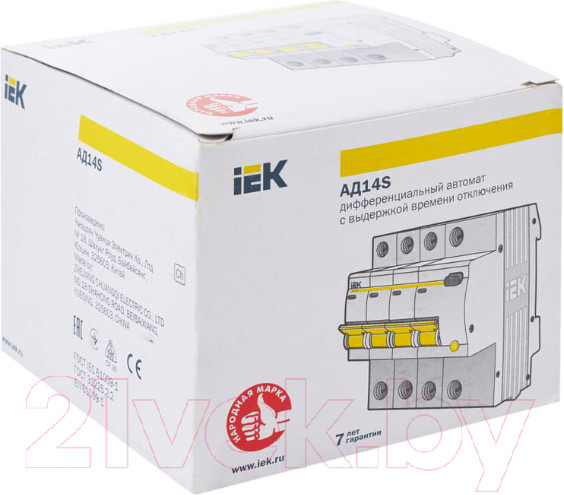 Изображение товара Дифференциальный автомат IEK АД14S 4Р 32А 100мА / MAD13-4-032-C-100