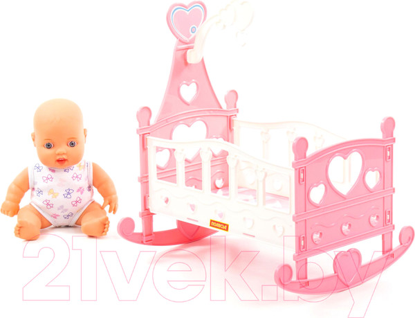 Изображение товара Пупс с аксессуарами Полесье Славный с кроваткой-качалкой / 76670