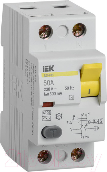 Изображение товара Устройство защитного отключения IEK ВД1-63S 2Р 50А 300мА / MDV12-2-050-300