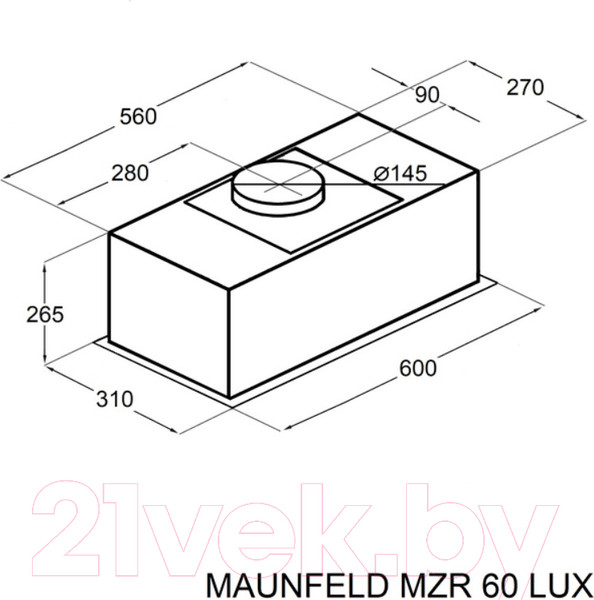Изображение товара Вытяжка скрытая Maunfeld MZR 60 Lux (черный)