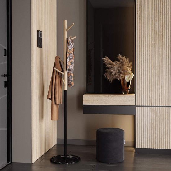 Изображение товара Вешалка для одежды Sheffilton SHT-CR25 (прозрачный лак/черный/мрамор)