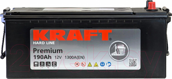 Изображение товара Автомобильный аккумулятор KrafT Premium Евро / 195G51R. (190 А/ч)