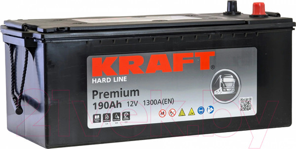 Изображение товара Автомобильный аккумулятор KrafT Premium Евро / 195G51R. (190 А/ч)