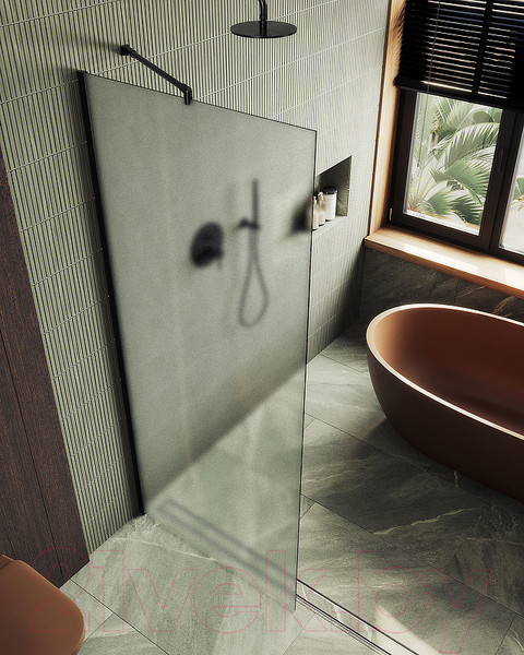 Изображение товара Душевая стенка MaybahGlass 119x195 / MGD-688-6ш (сатин стекло/черный)