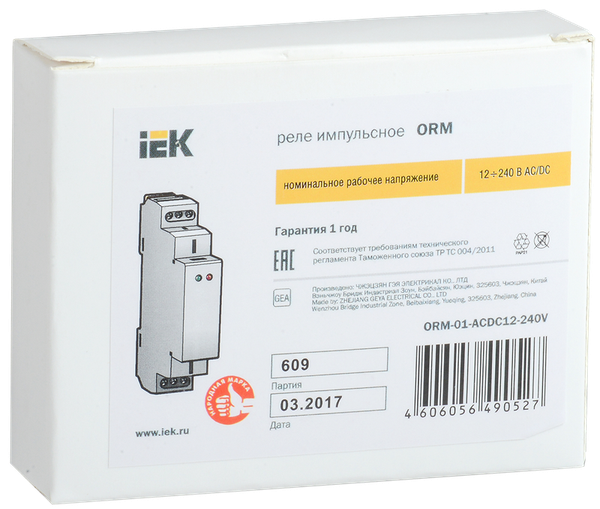 Изображение товара Реле импульсное IEK ORM-01-ACDC12-240V