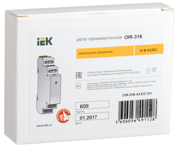 Изображение товара Реле промежуточное IEK OIR-316-ACDC12V