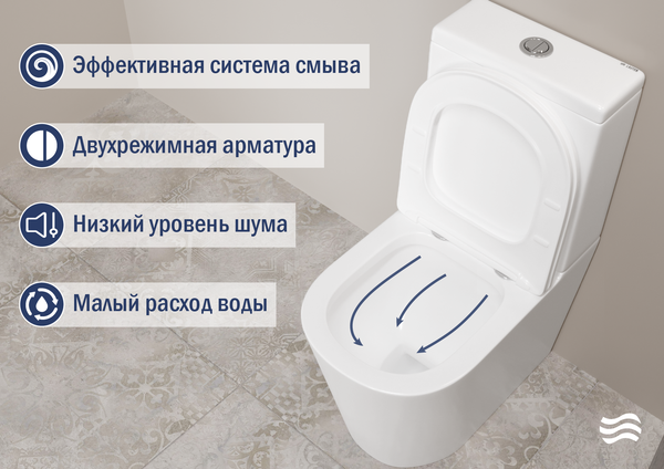 Изображение товара Унитаз напольный Lauter W76 P-TRAP с полипропиленовым сиденьем и микролифтом / 21122761 (горизонтальный выпуск)