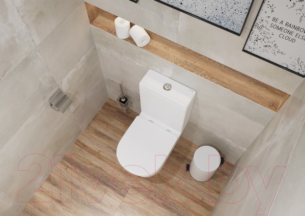 Изображение товара Унитаз напольный Lauter W76 P-TRAP с жестким сиденьем и микролифтом / 21122762 (горизонтальный выпуск)