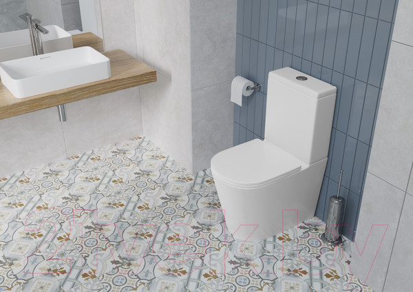 Изображение товара Унитаз напольный Lauter W76 P-TRAP с жестким сиденьем и микролифтом / 21122762 (горизонтальный выпуск)