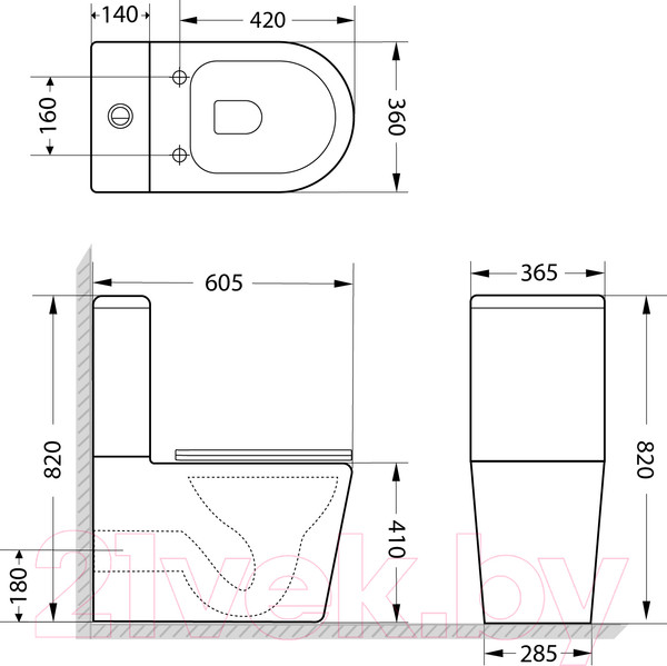 Изображение товара Унитаз напольный Lauter W76 P-TRAP с жестким сиденьем и микролифтом / 21122762 (горизонтальный выпуск)