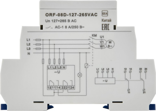 Изображение товара Реле контроля фаз ONI ORF-08D-127-265VAC