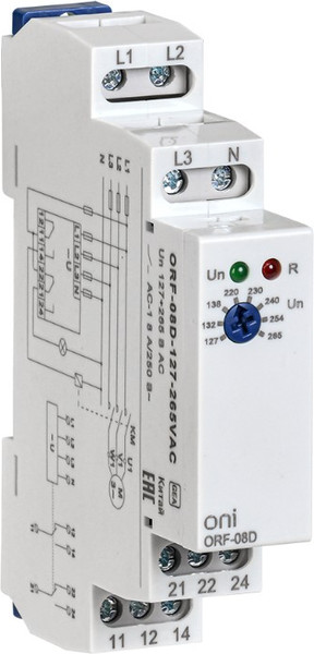 Изображение товара Реле контроля фаз ONI ORF-08D-127-265VAC