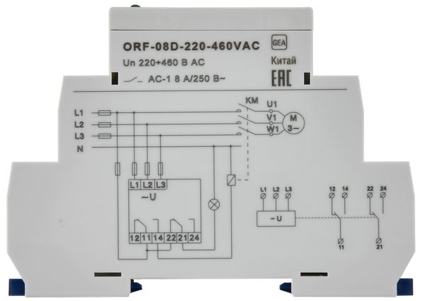 Изображение товара Реле контроля фаз ONI ORF-08D-220-460VAC