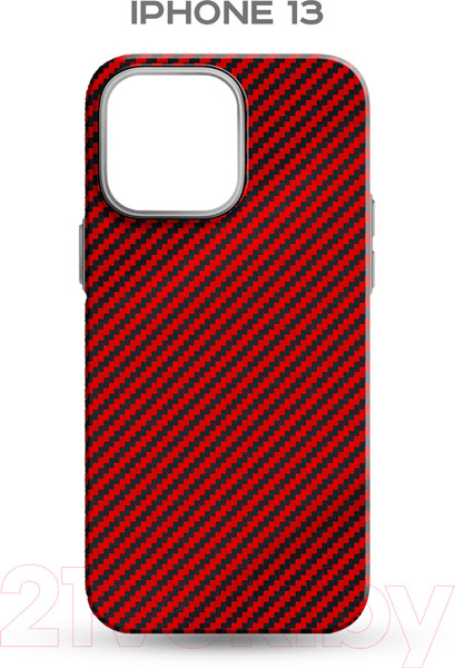 Изображение товара Чехол-накладка Luxo Карбоновые полосы J163 для iPhone 13 (красный)