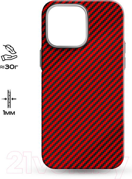 Изображение товара Чехол-накладка Luxo Карбоновые полосы J163 для iPhone 15 (красный)