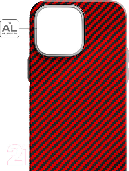 Изображение товара Чехол-накладка Luxo Карбоновые полосы J163 для iPhone 15 (красный)