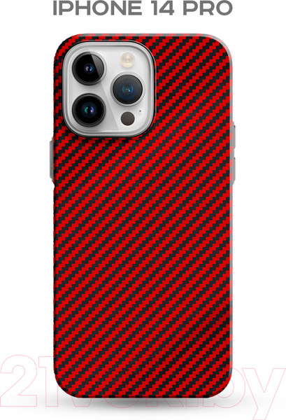 Изображение товара Чехол-накладка Luxo Карбоновые полосы J163 для iPhone 14 Pro (красный)