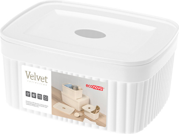 Изображение товара Контейнер для хранения Econova Velvet С крышкой / 433238716 (белый)