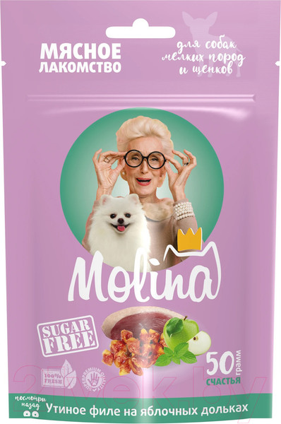 Изображение товара Лакомство для собак Molina Утиное филе на яблочных дольках / 4863 (50г)