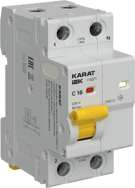 Изображение товара Устройство защиты от дугового пробоя IEK 1P+N C 16A / KA-DP11-1-016-C
