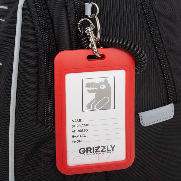 Изображение товара Школьный рюкзак Grizzly RB-452-7 (черный/красный)