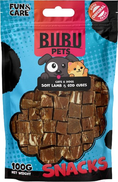 Изображение товара Лакомство для животных Bubu Pets Косточки из баранины и трески, мягкие / PS0054 (100г)