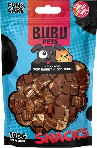 Изображение товара Лакомство для животных Bubu Pets Косточки из кролика и трески, мягкие / PS0055 (100г)