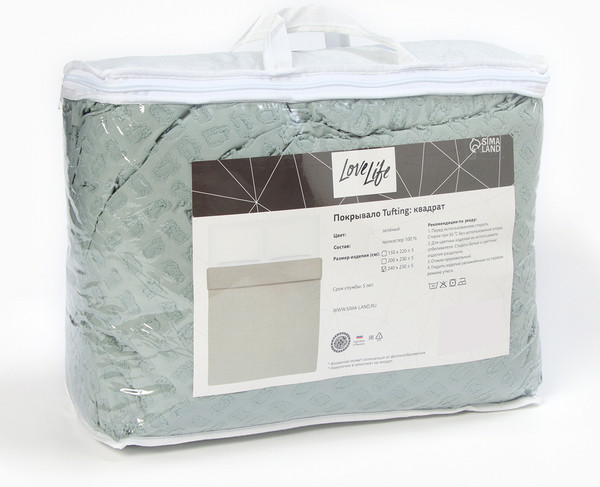 Изображение товара Покрывало Love Life Tufting. Квадрат / 10612638 (150x220, зеленый)