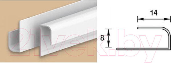Изображение товара Профиль для стеновой панели Ideal Ламини L 8мм 001-0 Белый глянцевый (3м)