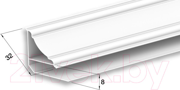 Изображение товара Плинтус для стеновой панели Ideal Потолочный Ламини 8мм 001 Белый (3м)