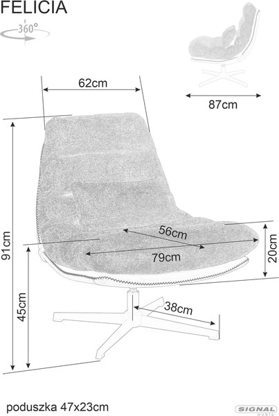 Изображение товара Кресло мягкое Signal Felicia (Raven 18 темно-серый/черный/черный матовый)