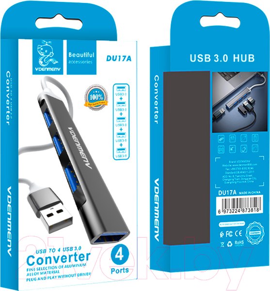 Изображение товара USB-хаб VDENMENV DU17A (черный)