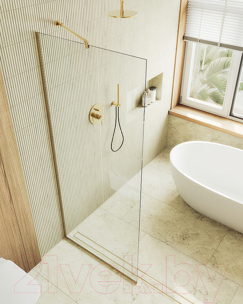 Изображение товара Душевая стенка MaybahGlass 79x195 / MGD-695-3у (прозрачное стекло/золотой)