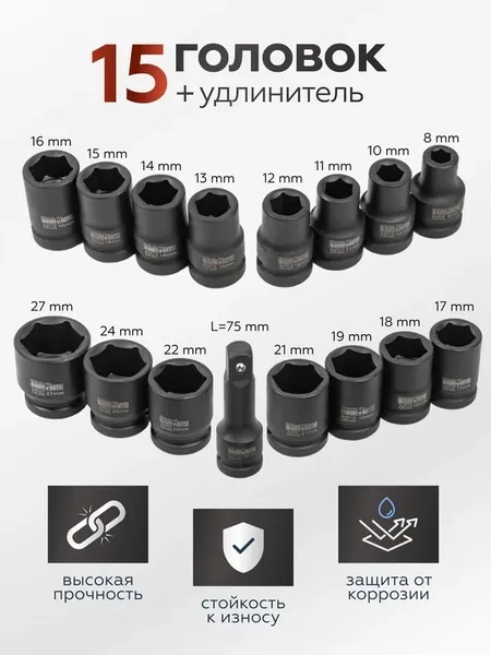 Изображение товара Набор головок слесарных BaumAuto BM-4179-5MPB