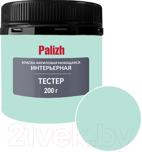 Изображение товара Краска Palizh Акриловая интерьерная моющаяся (0.2кг, мята)