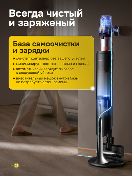 Изображение товара Вертикальный пылесос Deerma DEM-T30W (с базой самоочистки)