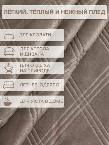 Изображение товара Плед TexRepublic Elite Клетка Фланель 1.5сп / 93373 (бежевый)