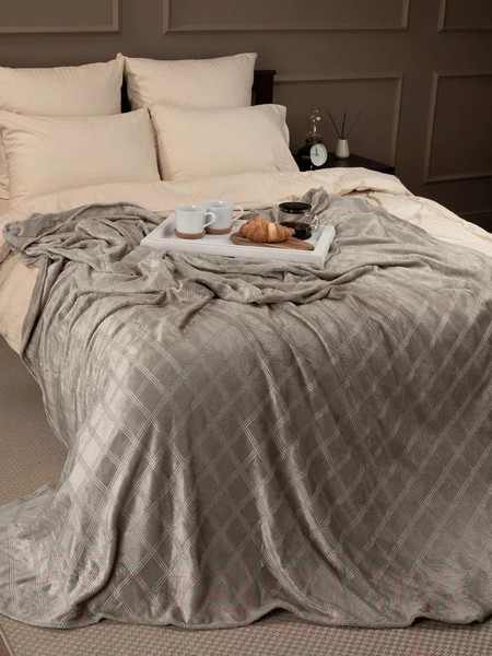 Изображение товара Плед TexRepublic Elite Клетка Фланель 1.5сп / 93373 (бежевый)