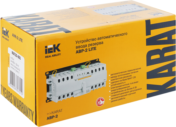 Изображение товара Устройство автоматического ввода резерва IEK АВР-2 Lite 63А Karat / MAT20-063