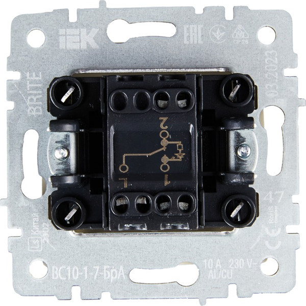 Изображение товара Выключатель IEK Brite BR-V12-1-10-K47 (алюминий)