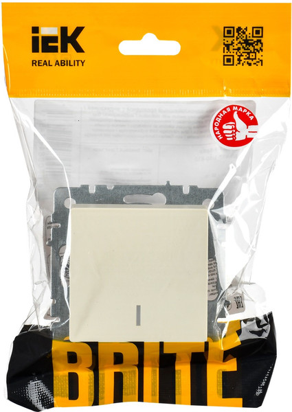 Изображение товара Выключатель IEK Brite BR-V12-1-10-K10 (бежевый)