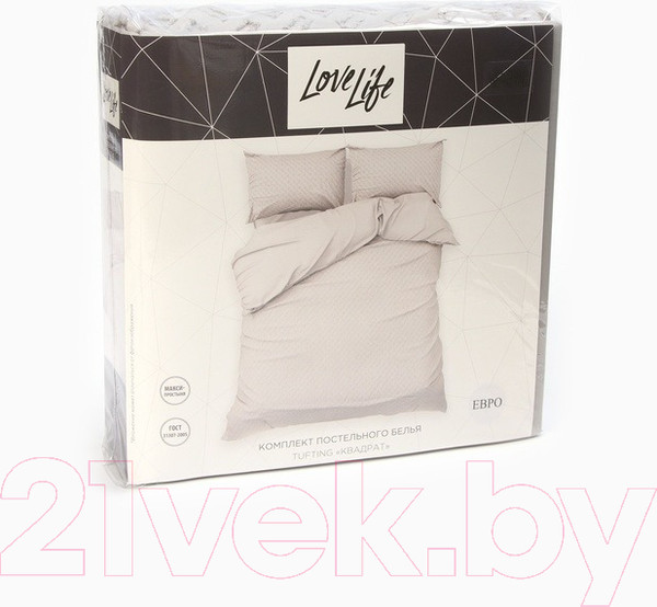 Изображение товара Комплект постельного белья Love Life Tufting. Квадрат 1.5сп / 10323089 (серый)