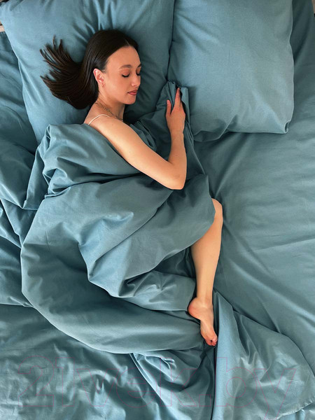 Изображение товара Комплект постельного белья Mio Tesoro 2сп Евро-стандарт / Лён220-10 (бирюзовый)