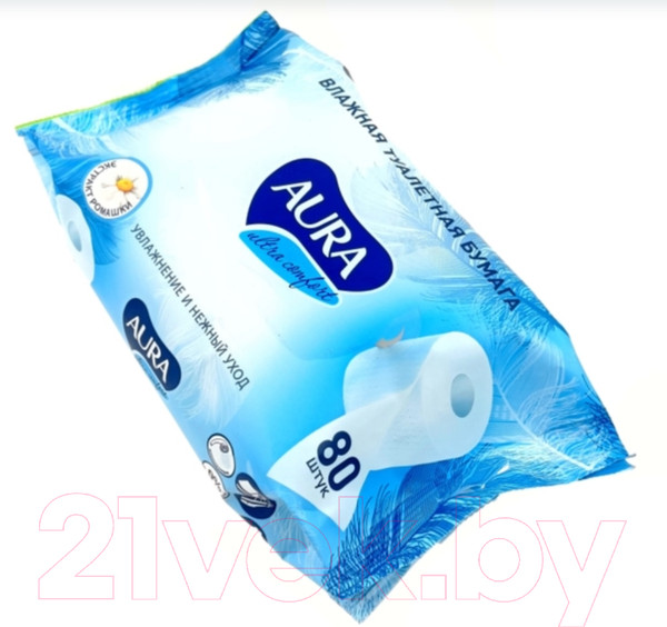 Изображение товара Влажная туалетная бумага Aura Ultra Comfort (80шт)