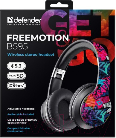 Изображение товара Беспроводные наушники Defender FreeMotion B595 / 63597 (черный/графит)