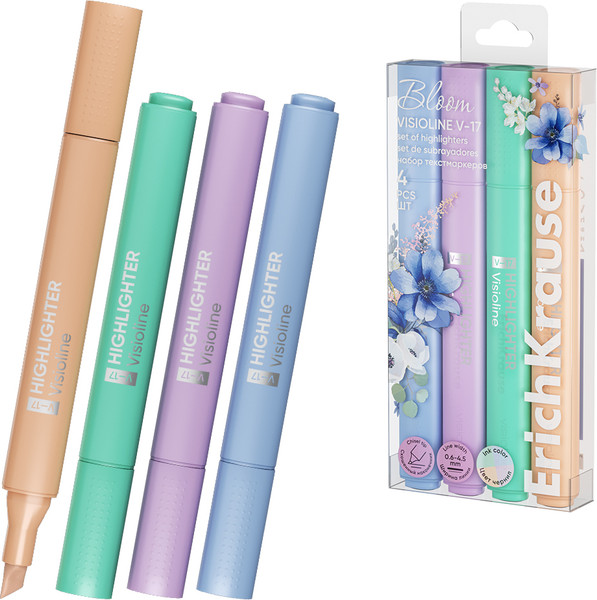 Изображение товара Набор маркеров Erich Krause Visioline V-17 Pastel Bloom / 60810 (4шт)