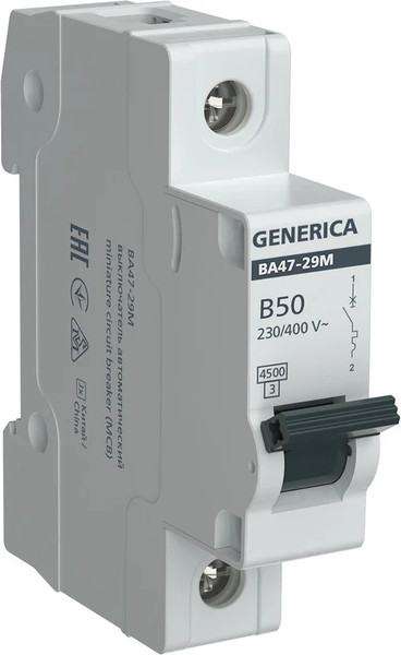 Изображение товара Выключатель автоматический Generica ВА47-29М 1P 50А 4.5кА B / MVA21-1-050-B-G