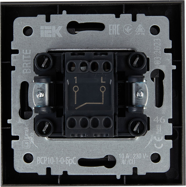Изображение товара Выключатель IEK Brite BR-V10-0-10-K46-F (сталь)