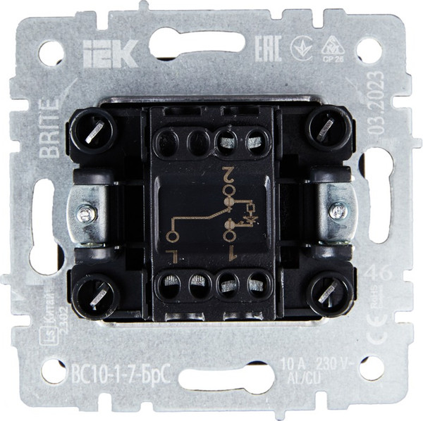 Изображение товара Выключатель IEK Brite BR-V12-1-10-K46 (сталь)