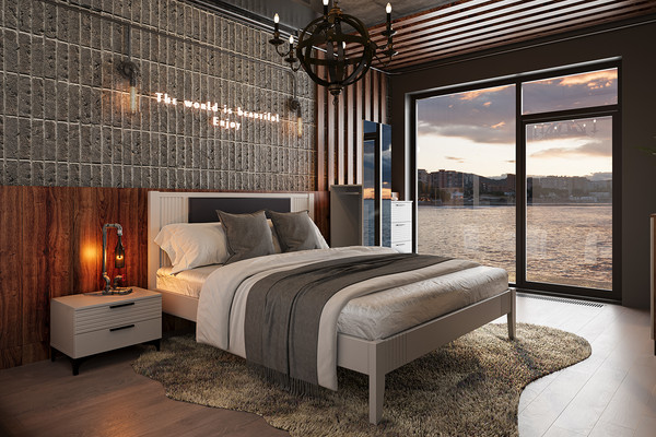 Изображение товара Прикроватная тумба Bravo Мебель Брента (белый снег/лак белый)